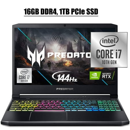 Acer Predator Helios 300 2020 Newest Gaming Laptop I 15.6" FHD IPS 144Hz I Intel Hexa-Core i7-10750H I 16GB DDR4 1TB PCIe SSD I 6GB RTX 2060 RGB Backlit Win 10