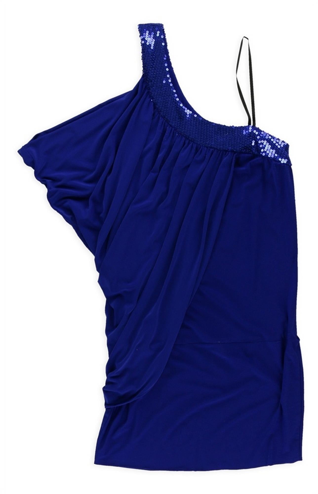 Blondie Nites Womens Drape One Shoulder Dress, Blue, XXX-Large - Walmart.com