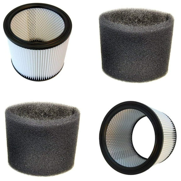 HQRP 2-Pack Cartridge Filter and 2-Pack Foam Sleeve for Shop-Vac 87L400 87L450 87L600C 87P350 87P600A 925-23-10 Vacuum Cleaner