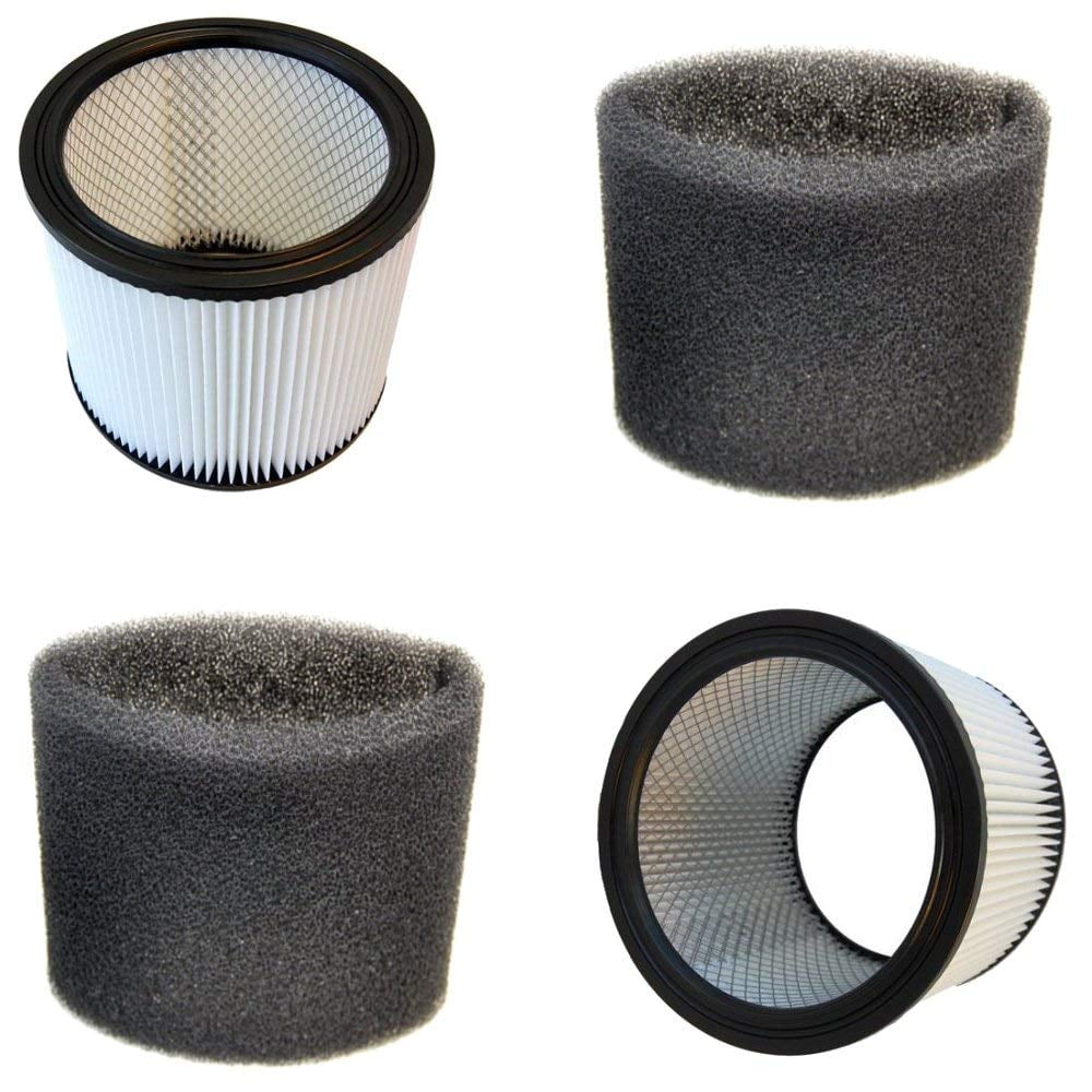 HQRP 2Pack Cartridge Filter and 2Pack Foam Sleeve for ShopVac 86L300 86L350 86L400 86L450