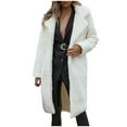 thumbnail image 2 of Turilly Womens Ladies Warm Faux Furry Coat Jacket Winter Solid Turn Down Collar Outerwear, 2 of 7