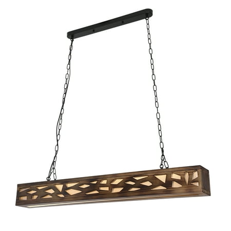 

TFCFL Modern Linear Pendant Lights LED Chandelier Rustic Ceiling Hanging Light Height Adjustable Hanging Light Wood 42