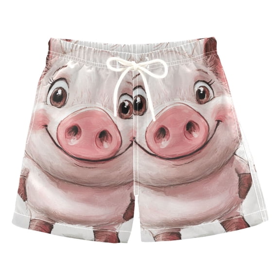 Cartoon Cute Pig Boys Swim Trunks Quick Dry Boy Swim Shorts for 3-14 Years
