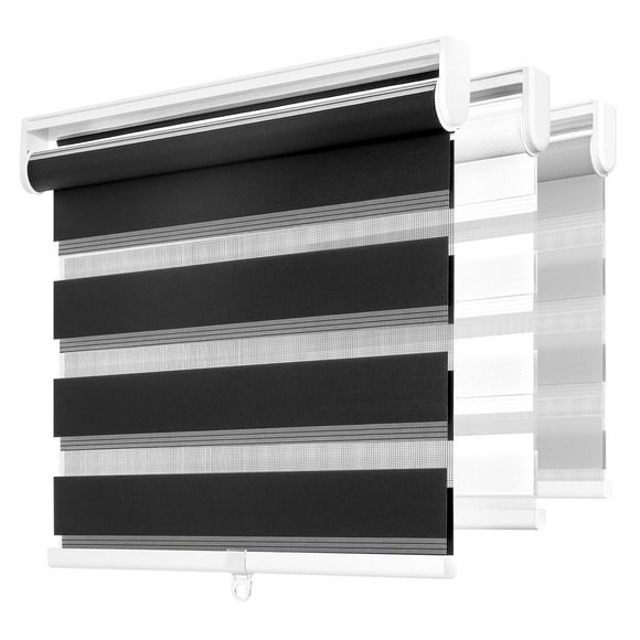 SEEYE Cordless Zebra Blinds Roller Shades for Window Day and Night Blind Dual Layer Light Filtering Shade Light Control Room Darkening Horizontal Window Treatment 34&quot; W X 72&quot; H(W