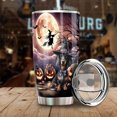 thumbnail image 3 of Spooky Halloween Night Witch Dachshund Glowing Pumpkins 20oz Stainless Steel Tumbler Insulated Cup with Lid Wiener Dog Lover Gifts Idea - 12015, 3 of 5