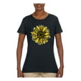 thumbnail image 2 of Wild Bobby, Artsy Cheetah Leopard Print Sunflower, Fashion, Women Graphic Tee, Black, Small, 2 of 3