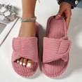 thumbnail image 6 of CIENVNSTG Womens Orthopedic Arch Support Fuzzy Adjustable Corduroy Memory Foam Open Toe Slippers Comfortable Non‑Slip Indoor Slides Supportive Footwear Hot Pink 43, 6 of 6