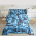 thumbnail image 3 of Homewish Cartoon Pixelate Miner Bedding Comforter Set, Blue Square Abstract Twin Comforter Sets, Teens Kids Boys Girls Reversible Bedding Set, Luxury Bedroom Decor, 2pcs, 3 of 9