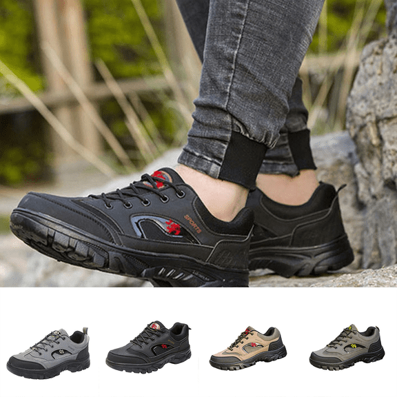 Mens Trail Hiking Shoes Casual Breathable Sneakers Roomy Toe Box Spring Summer Non Slip Outdoor Trekking Shoes