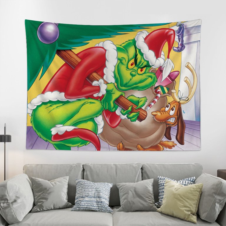 Grinch Christmas Tapestry Background Blanket Home Headboard