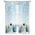 thumbnail image 2 of Blue Christmas Snowman Sheer Curtains 96 Inches Long, Xmas Trees Winter Snowflake Light Filtering Window Curtains for Living Room/Bedroom, Rod Pocket Voile Sheer Curtain Drapes, 52"W x 96"L, 2 Panels, 2 of 9
