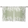 thumbnail image 2 of Coastal Coral Semi Sheer Curtains 45 Inch Length 2 Panels Set, Sage Green Ocean Marine Nautical Beach Sheer Kitchen Curtain Privacy Voile Window Curtain for Living Room Bedroom Rod Pocket Drapes, 2 of 7