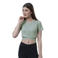 thumbnail image 2 of Moomaya Women Criss Cross Hem Top Short Sleeve Round Neck Tee Shirt Blouse Tops, 2 of 6