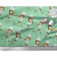 thumbnail image 3 of Soimoi Moss Georgette Fabric Cook Girl Print Fabric by the Yard 42 Inch Wide, 3 of 3