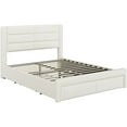 thumbnail image 3 of Yaheetech Queen Upholstered Bed Frame with Headboard, Storage Drawers & Charging Outlets, Beige, 3 of 7