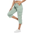 thumbnail image 5 of Dwellite Womens Quick Dry Cargo Capris with Pockets Loose Fit Casual Capri Pants Dressy Lightweight Ladies Baggy Cargo Pants for Hiking Mint Green L, 5 of 6