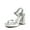 SILVER-PAT, variant on Women's Platform Chunky Heels Ankle Strap Block High Heel Square Toe Wedding Party Dress Sandals Shoes