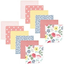 Hudson Baby Infant Girl Flannel Cotton Washcloths, Modern Botanical 12 Pack, One Size