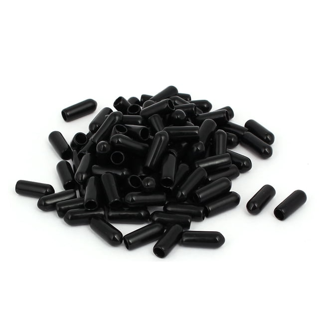 Tapa de extremo de manguera de goma de 4.5 mm de diámetro interior, protector de rosca, color negro, 100 piezas