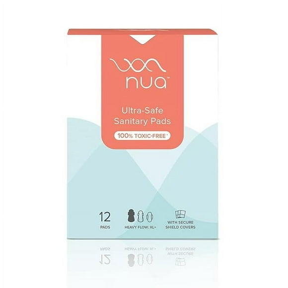 Nua Ultra-Safe Sanitary Pads For Women | 12 Ultra Thin Pads | Heavy Flow - XL+ | Safe on Skin | Toxic-Free & Rash-Free | Unscented | 50% Wider Back| Leakproof | With 12 Disposable Covers| Made Safe