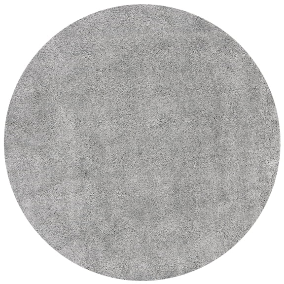 SAFAVIEH Royal Juliet Solid Plush Shag Area Rug, Silver, 6'7" x 6'7" Round