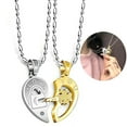 thumbnail image 2 of 2 Pcs Pendentif Collier Cœur Serrure Clavicule Collier Lui et Elle, 2 of 9