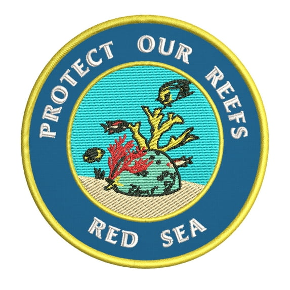 Protect Our Reefs! Red Sea 3.5 Inch Iron Or Sew On Embroidered Fabric Badge Patch Ocean Beach, Salt Life Iconic Series