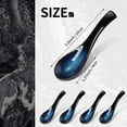 thumbnail image 3 of BlinkLLX 4 Pieces Asian Ceramic Soup Spoons Set Long Handle Chinese Spoons Retro Blue Japanese Ramen Bowl Soup Spoon Suitable for Gravy, Cake, Oatmeal, Dumplings, 3 of 6