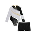 thumbnail image 6 of Yhong Kids Girls Long Sleeve Gymnastics Leotard Unitard with Shorts 2 Piece Ballet Dance Bodysuit Biketard White 10, 6 of 7