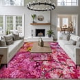 thumbnail image 4 of Area Rug for Living Room, Colorful Cherry Blossom Non-Slip Indoor Large Carpet for Bedroom/Dining Room, Spring Flowers Vintage Art Washable Low-Profile Rectangle Floor Runner Rugs - 5 x 7 Ft, 4 of 7
