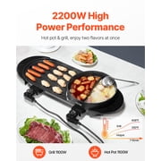 VEVOR Hot Pot with Grill, 2200W 2-in-1 Electric Smokeless Grill and Hot Pot, Korean BBQ Shabu Shabu Hotpot with Separate Dual Temperature Control, Non-stick Pan, for 1-6 People Family Dinning