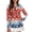 American Flag Theme, variant on FOR U DESIGNS Raven Rose Print, Plus Size Polo Shirt for Ladies, V Neck Comfortable Golf Polo Athletic for Fall Yoga, Size X-Small