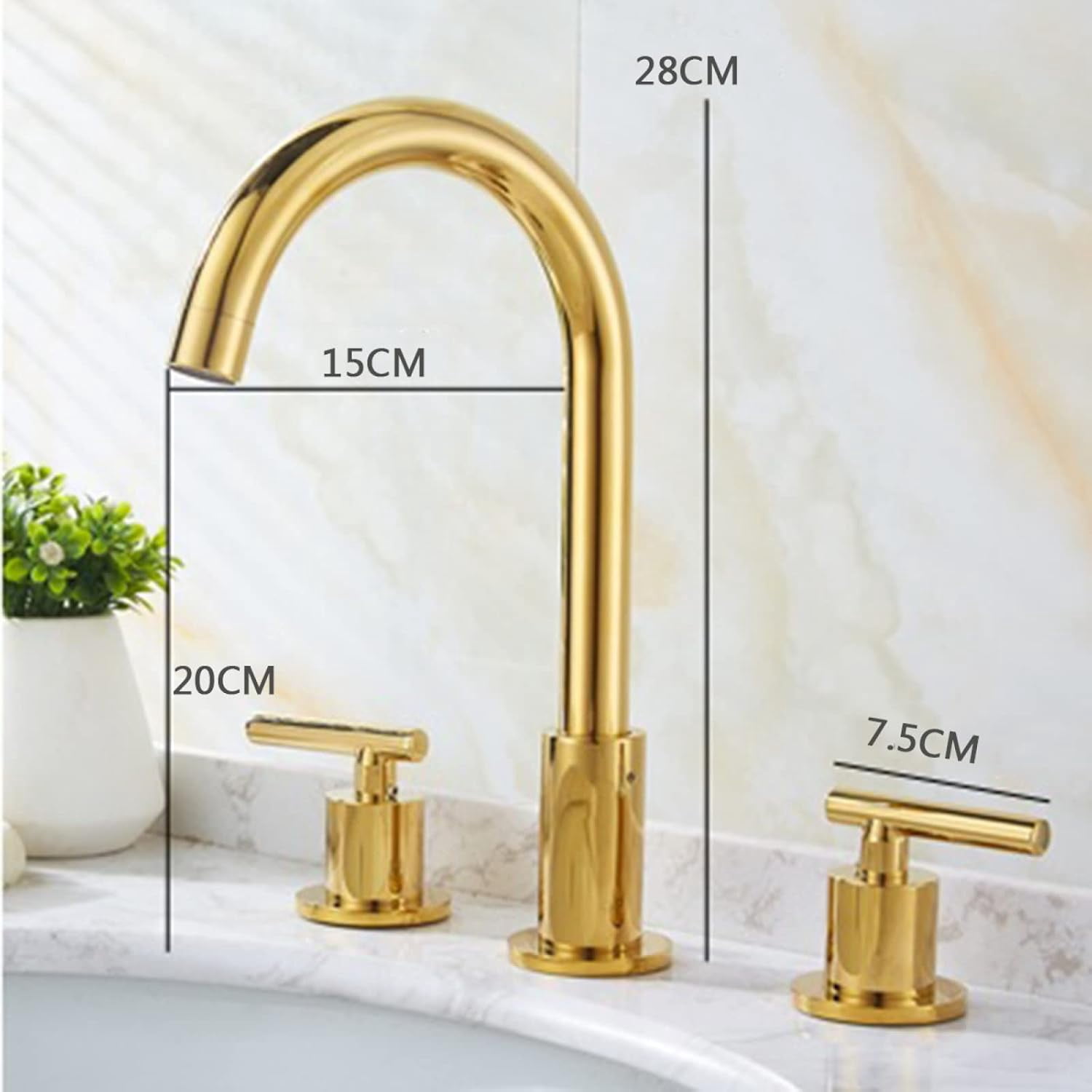 Vintage Bathroom Faucet, 360 Degree Swivel Spout Bathroom Sink Faucet, Bathroom Vanity Faucets Three Hole, Brass Faucet Bathroom, Double Handles Bathroom Sink Faucet, Gold