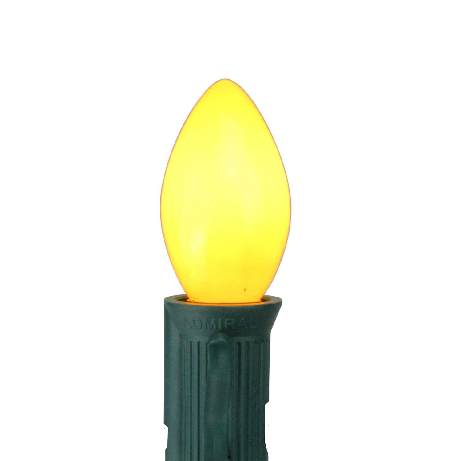 Pack of 25 Incandescent C7 Opaque Yellow Christmas Replacement Bulbs