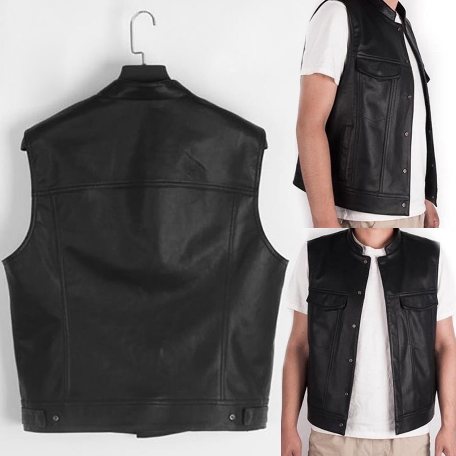 faux leather vest mens