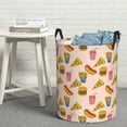 thumbnail image 6 of Rateoe Hamburger Pizza Coke Pattern Round Laundry Hamper Basket, Tall Hamper Basket for Blanket Storage, Nursery Clothes Hamper for Laundry in Bedroom and College Dorm-Small, 6 of 6
