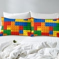 thumbnail image 3 of Erosebridal Games Bed Sheets Adults,Color Building Blocks Fitted Sheet Twin Size,Reversible Toy Brick Bed Set,3D Construction Bedding Set with 1 Pillowcase,no Top Sheet（No Top Sheet）, 3 of 5