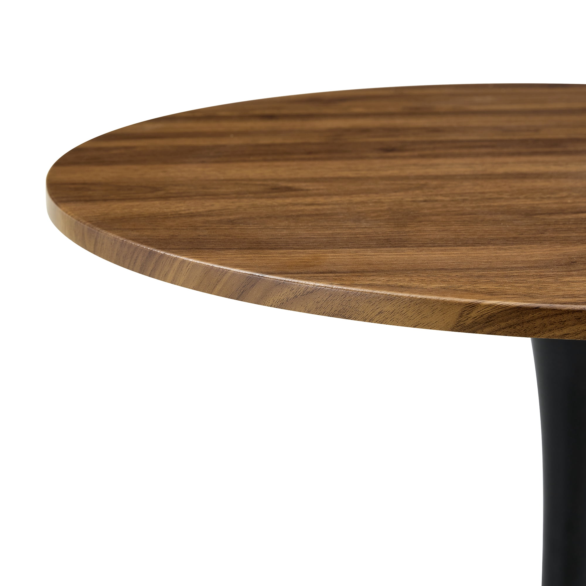 Miniyam 31.5" Round Kitchen Dining Table for 2–4 People, Small Space Pedestal Tulip Table with Engineered Wood Top, Walnut&Black