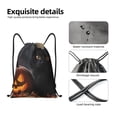 thumbnail image 5 of Drawstring Backpack - Halloween Cute Pumpkin Black Cat Splash Proof Small Drawstring Gym Bag for Women Men, Cinch Sports String Bag Backpack for Travel Swimming Beach, 5 of 8