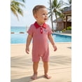 thumbnail image 5 of Cenuakty Baby Boy 4th of July Romper 0-18M  American Flag Embroidered Striped Short Sleeve Half Button-up Collared Bodysuit, 5 of 9