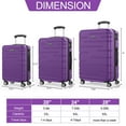thumbnail image 6 of Sunbee 3 Piece Luggage Sets, ABS Hardshell Hardside Suitcase with TSA Lock Lightweight Durable Spinner Wheels, Purple, 6 of 8