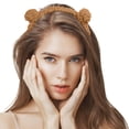thumbnail image 4 of WHEANG Cute Animal Bear Ear Headbands for Women Trendy Soft Plush Bear Ears Non Slip Headbands Party Hair Accessories for Women Daily Makeup Shower Photo Prop Brown, 4 of 4