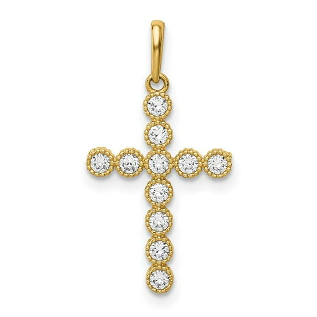 Quality Gold XR1831 Pendentif Croix en Or Jaune 14K CZ
