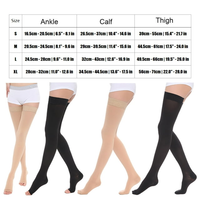 mmirethe Compression Sock For Better Circulation Easy To Wear Breathable Fashionable Nylon Compression Stockings Open Toe-Skin Color M 1Set