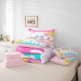 thumbnail image 6 of meiyoeat Cartoon Baseball Gloves 7 Pieces Bedding Comforter Set For Girls,Ice Cream Monogram M Letter Full Bedding Set For Kids,Pink Reversible, 6 of 7