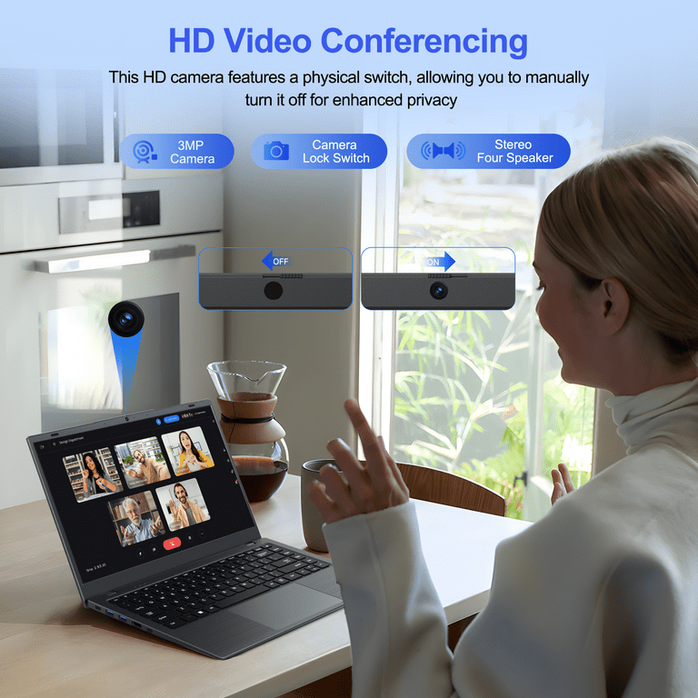 RNRUO 14" Laptop Computer, 8GB RAM 256GB SSD, Intel Pentium Gold 6500Y with 2 Cores up to 3.4GHz, Full HD Display Office 2024 WiFi5 BT5.0, Netbook for Business, Student, Dark Gray