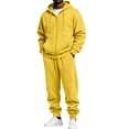 thumbnail image 2 of Men Full Zip Hoodie Tracksuit Set Soft Thick Fleece Sweatsuit Matching Jogger Outfit 2026 Fall Winter Relaxed Set Yellow L, 2 of 7