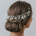 thumbnail image 3 of YooGuoGuo Flower Bride Wedding Headbands Silver Crystal Bridal Headpieces Leaves Hair Vine for Women and Girls (Silver), 3 of 7