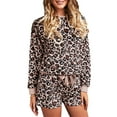thumbnail image 4 of ABPHQTO Conjunto de salón con pantalón corto y manga larga de leopardo rosa para mujer, 4 of 5