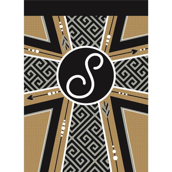 Magnolia Gardens FLAG-5015 13 x 18 in. Double Applique Monogram S Cross Burlap Garden Flag